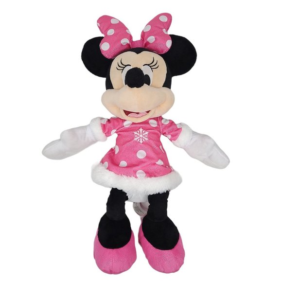Disney Minnie Mouse Plush Doll 24" Stuffed Animal Toy Pink Polka Dot Snowflake - Picture 8 of 12